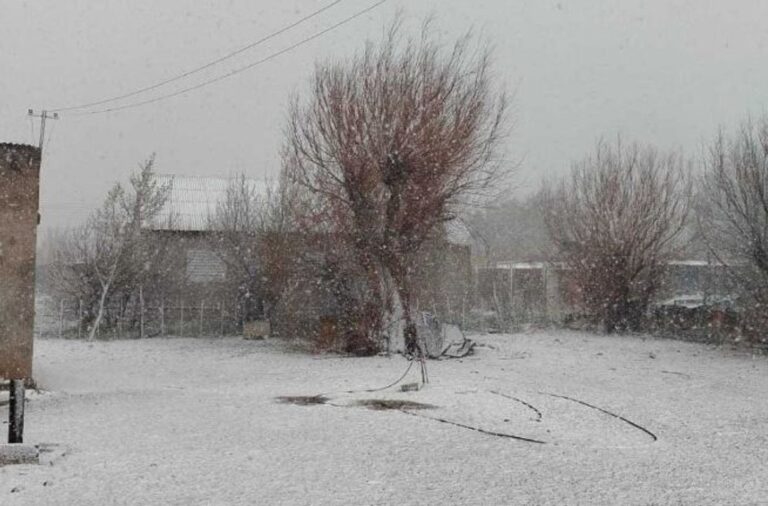 Una fuerte nevada sorprendió a la meseta de Chubut a semanas del inicio de la primavera
