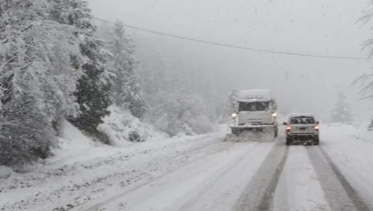 Paisaje invernal con montañas nevadas en la cordillera de Neuquén.