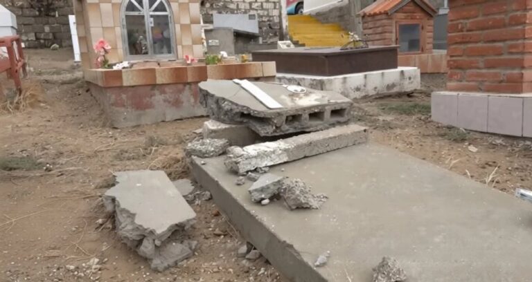 Vista del cementerio de Caleta Olivia donde se denunciaron robos en tumbas.