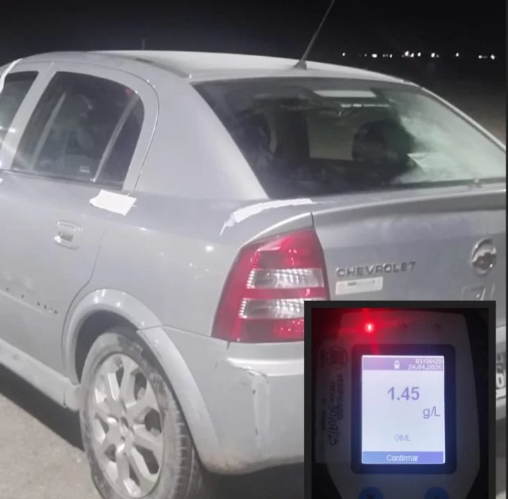 Vehículo Chevrolet Astra detenido en operativo policial en Ruta Nacional 3