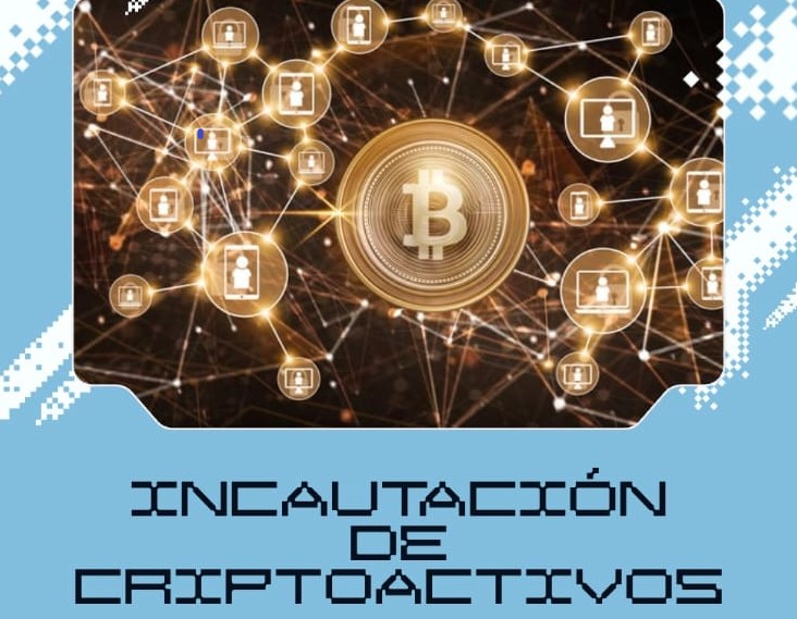 Ilustración de una billetera de hardware de criptomonedas y un sello de 'incautado' sobre un fondo digital.