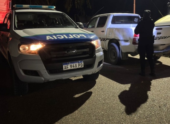 Procedimiento policial en ruta de Chubut donde se secuestró una camioneta con guanacos faenados.