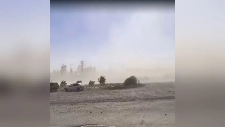 Imagen ilustrativa de un temporal de viento fuerte en un paisaje patagónico.