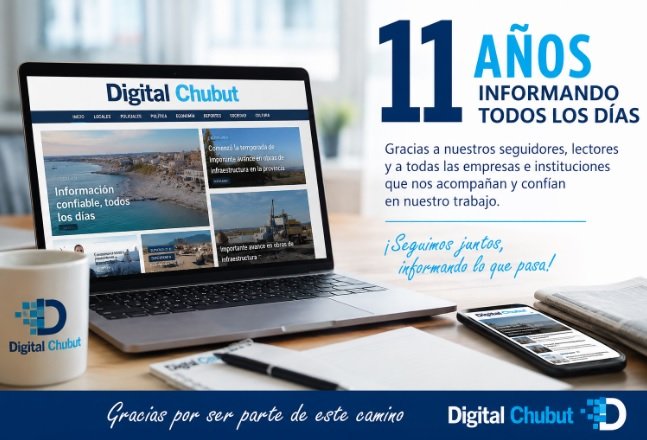 Logo de Digital Chubut en su 11° aniversario