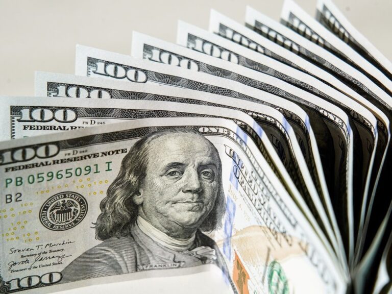 Billetes de dólar estadounidense y argentinos sobre una superficie