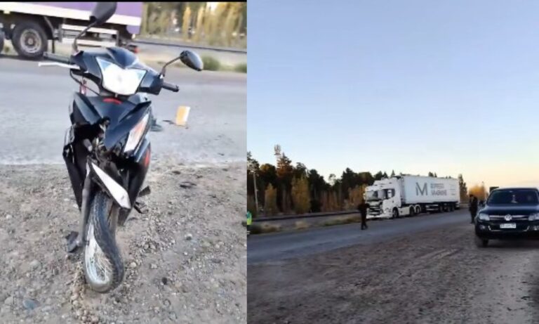 Accidente de tránsito en el acceso norte a Trelew con una camioneta y una motocicleta