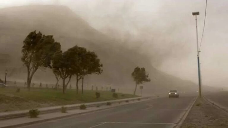 Mapa de alerta amarilla por vientos en Chubut