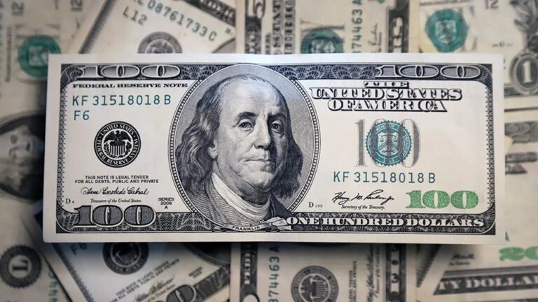 Gráfico con cotizaciones del dólar oficial y blue en Chubut